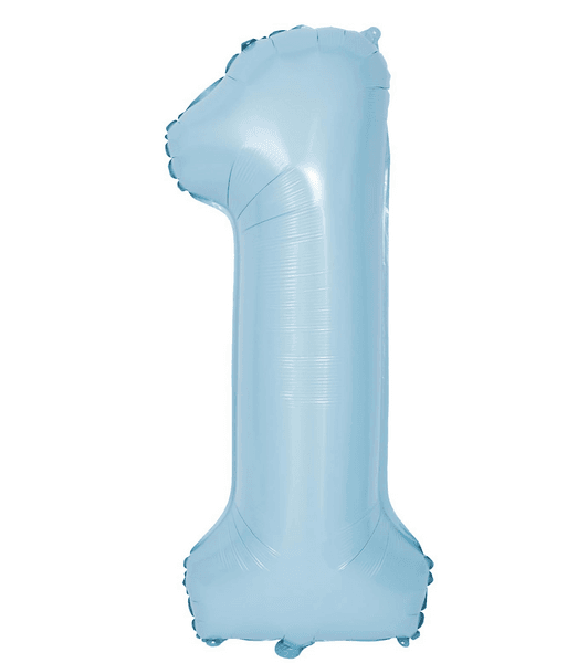 Large Number 1 Foil Balloon - Pastel Blue, Large Number 1 Foil Balloon – Pastel Blue