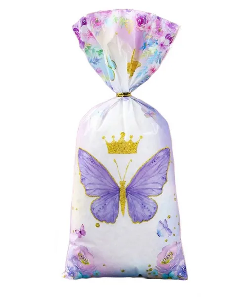 Purple Butterfly Party Bags With Twist Tie