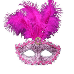 Masquerade Mask - Top Feather - Dark Pink