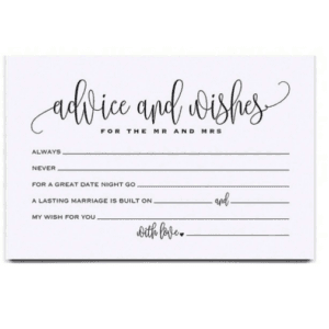 Kitchen Tea Cards - Mr & Mrs Advice and Wishes (25 Cards)