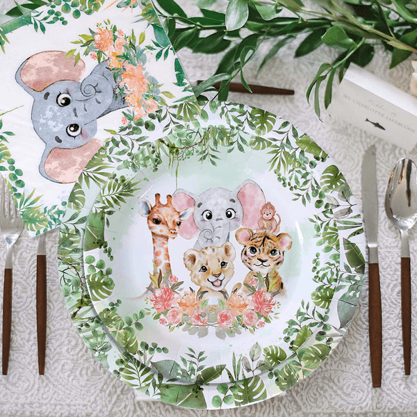 Baby Wild Animals Safari Paper Plates Large (8 Plates), Baby Wild Animals Safari Paper Plates Large (8 Plates)