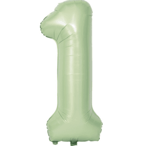 Large Number 1 Foil Balloon - Pastel Green