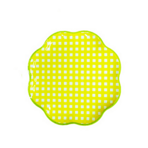 Yellow Gingham Paper Plates Large (8 Plates)