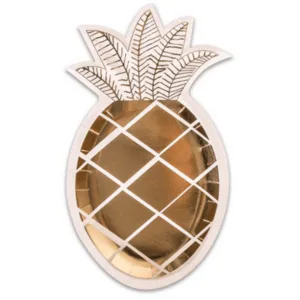 Gold Pineapple Paper Plates (8 Plates)
