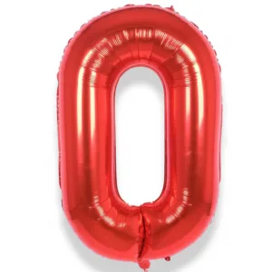 Large Number 0 Foil Balloon - Red