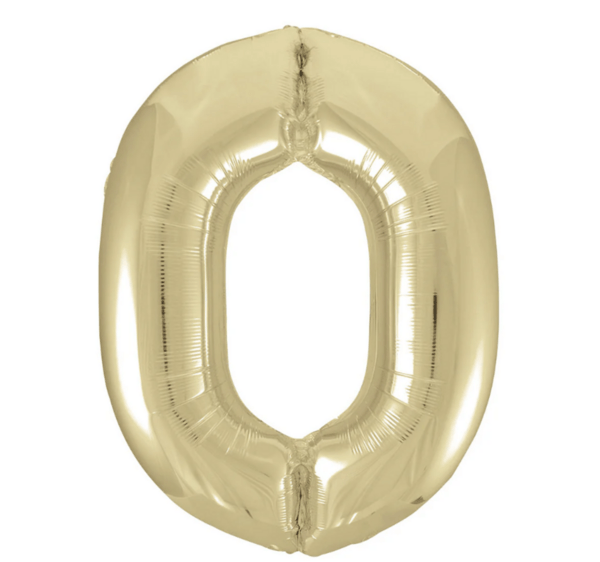 Large Number 0 Foil Balloon - Gold, Large Number 0 Foil Balloon – Gold