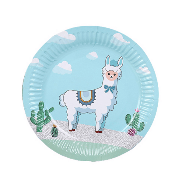 Blue Llama Paper Plates Large 10 Plates