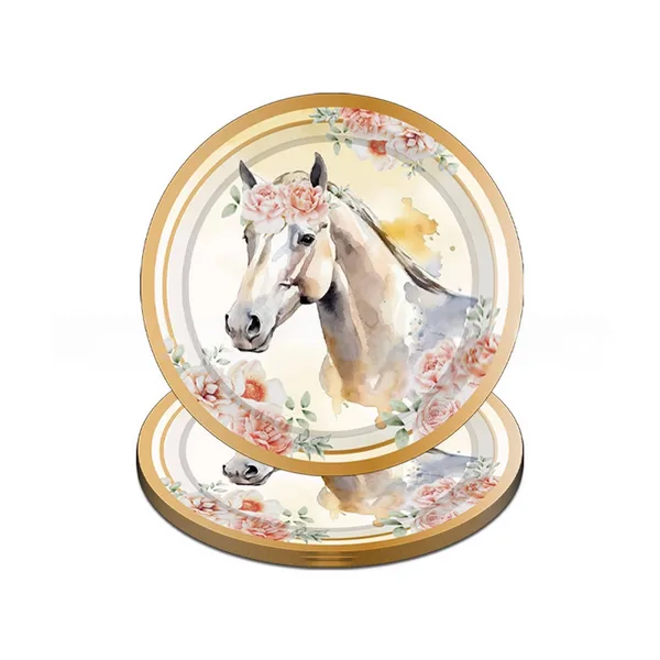 Horse and Flower Themed Small Paper Plates, Horse and Flower Themed Small Paper Plates (10 Plates)