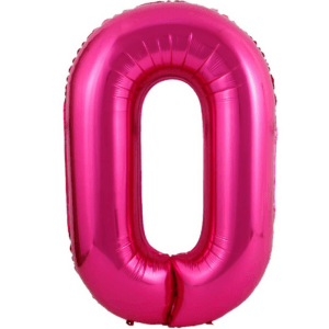 Large Number 0 Foil Balloon - Hot Pink