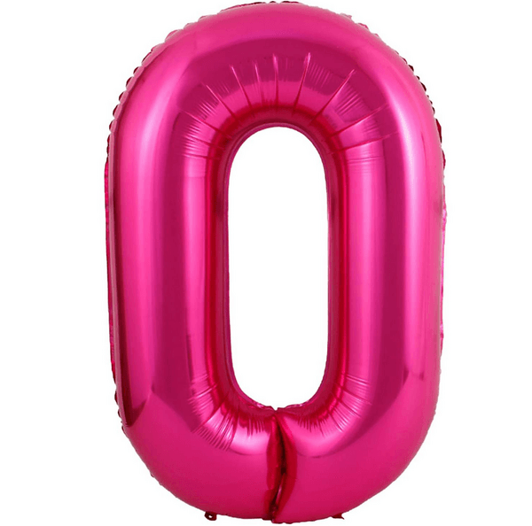 Large Number 0 Foil Balloon - Hot Pink, Large Number 0 Foil Balloon – Hot Pink