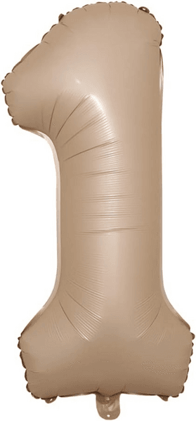 Large Number 1 Foil Balloon - Matte Beige, Large Number 1 Foil Balloon – Matte Beige