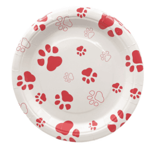 Pink Paw Themed Small Paper Plates (10 Plates)