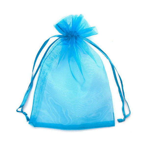 Small Organza Drawstring Bags 10 Bags Light Blue