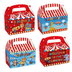 Party Favor Boxes - Circus Carnival Theme 2 (12 Boxes)