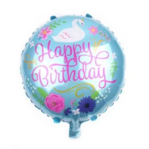 Happy Birthday Swan Foil Balloon - Set of 5