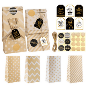 Craft Paper Party Favor Bags with Stickers (24 Bag) (English/German)
