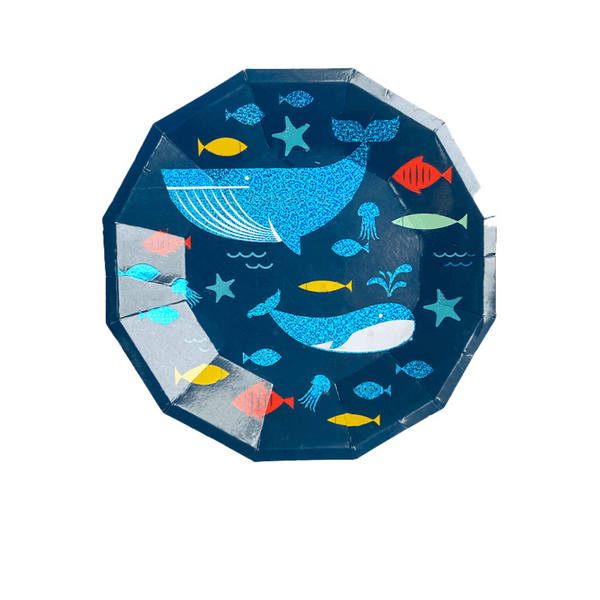 Whale Ocean Themed Paper Plates Large (8 Plates), Whale Ocean Themed Paper Plates Large (8 Plates)