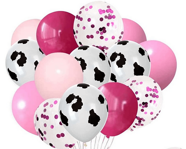 Pink Cow Print Latex Balloon Set - 12 Balloons, Pink Cow Print Latex Balloon Set – 12 Balloons