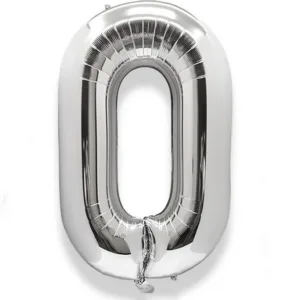 Large Number 0 Foil Balloon - Silver