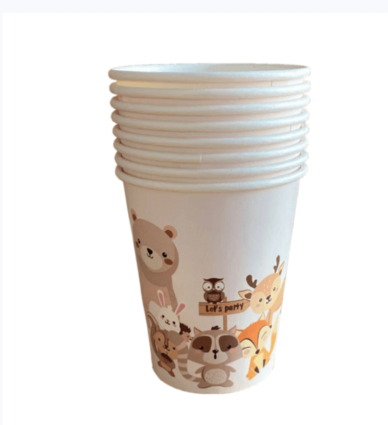 White Woodland Paper Cups (8 Cups), White Woodland Paper Cups (8 Cups)