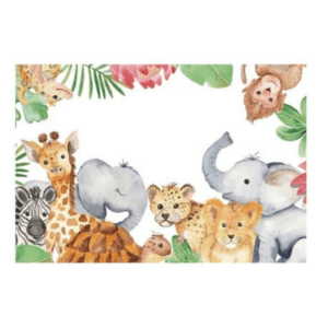 Small Kids Birthday Party Table and Photography Backdrop - Safari (Blank)