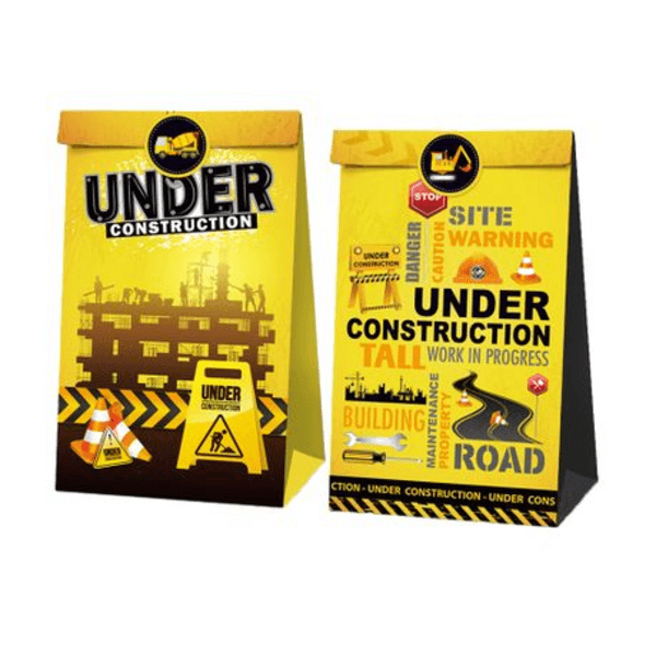 Party Favor Bags with Stickers - Construction Theme, Party Favor Bags with Stickers – Construction Theme (12 Bags)