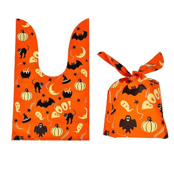 Plastic Halloween Candy Bags (Set of 10) - Orange, Plastic Halloween Candy Bags (Set of 10) – Orange