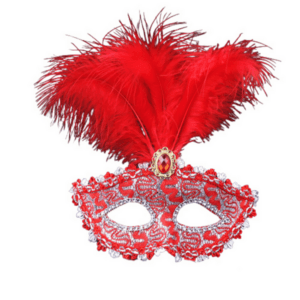 Masquerade Mask - Top Feather - Red
