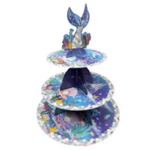 Kids Birthday Party 3 Tier Cupcake Stand - Mermaid