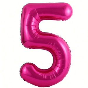 Large Number 5 Foil Balloon - Hot Pink