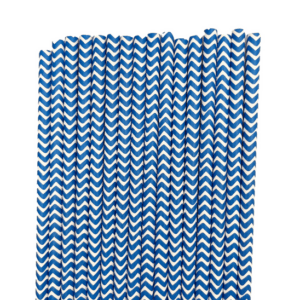 Blue Chevron Paper Straws (12 Straws)