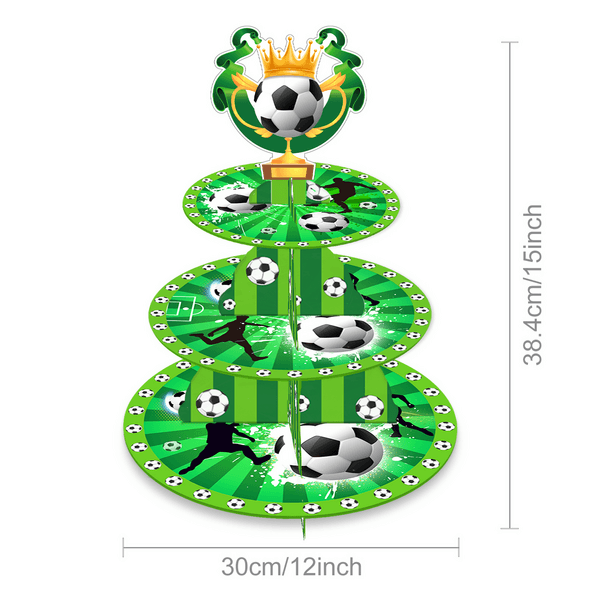 Kids Birthday Party 3 Tier Cupcake Stand - Soccer, Kids Birthday Party 3 Tier Cupcake Stand – Soccer