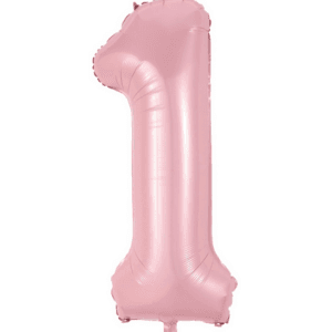 Large Number 1 Foil Balloon - Pastel Matte Pink