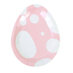 Egg Shaped Paper Plate (Set of 8) (Pink)