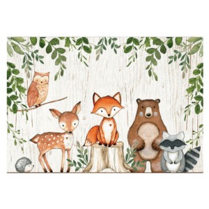 Small Kids Birthday Party and Photography Backdrop - Woodland Themed