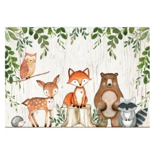 Small Kids Birthday Party and Photography Backdrop - Woodland Themed