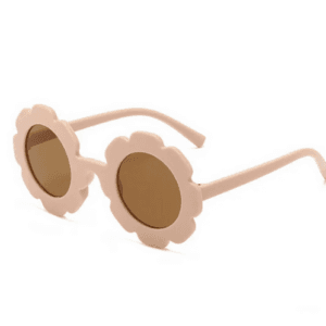 Plain Colored Flower Sunglasses - Beige