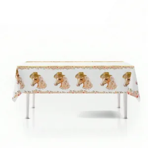 Horse and Flower Themed Tablecloth