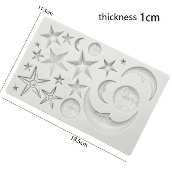 Moon and Stars Silicone Fondant Mould, Moon and Stars Silicone Fondant Mould