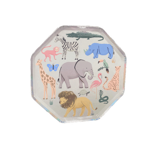 Pastel Safari Animal Small Paper Plates (8 Plates), Pastel Safari Animal Small Paper Plates (8 Plates)