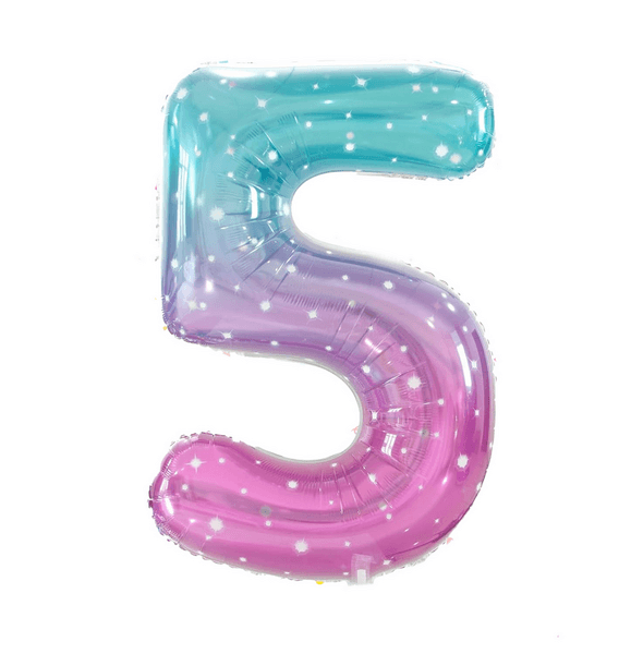 Large Number 5 Foil Balloon - Ombre, Large Number 5 Foil Balloon – Ombre