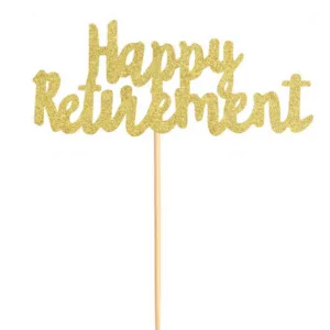 Happy Retirement Cake Topper - Gold