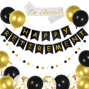 Happy Retirement Decoration Kit - Black and Gold