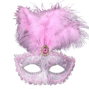 Masquerade Mask - Top Feather - Light Pink