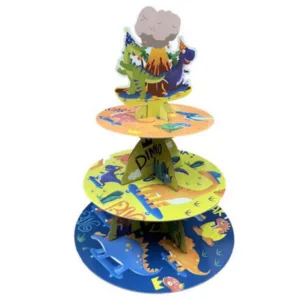 Kids Birthday Party 3 Tier Cupcake Stand - Dinosaur