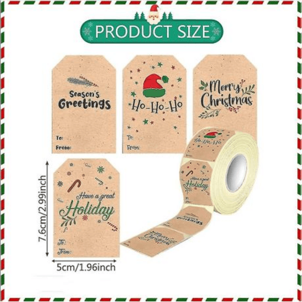 Christmas Gift Tag Stickers (Square) - 300 Stickers, Christmas Gift Tag Stickers (Square) – 300 Stickers