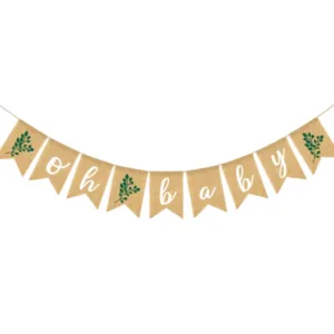 Oh Baby Leaves Burlap Bunting