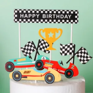 Retro Race Car Cake Topper Set (Set of 7)