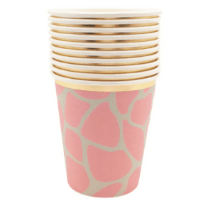 Pink Giraffe Print Paper Cups (8 Cups)