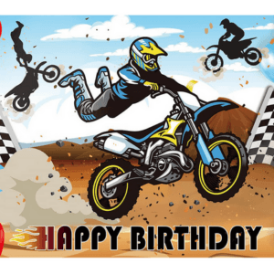 Small Kid's Birthday Party Table and Photography Backdrop - Motocross